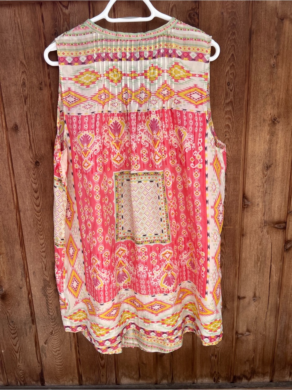 Johnny Was Pintuck V-Neck 100% Silk Akris Tunic Size L - Picture 2 of 11